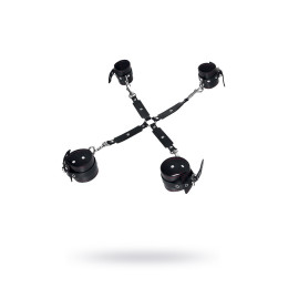 Бондажный набор Pecado BDSM, сцепка, наручники, оковы, натуральная кожа, черный