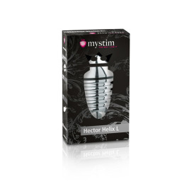 Анальная пробка Mystim Hector Helix L, электростимуляция, хирургическая сталь, серебряная, 11,5 см,