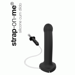 Ремневой нереалистичный семяизвергающий страпон Strap-on-me, L, силикон, черный, 19,6 см