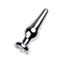 Анальная втулка Metal by TOYFA, металл, серебряная, с кристаллом цвета алмаз, 12 см, Ø 4 см, 195 г