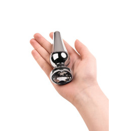 Анальная втулка Metal by TOYFA, металл, серебряная, с кристаллом цвета алмаз, 12 см, Ø 4 см, 195 г