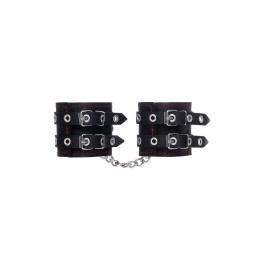 Наручники Pecado BDSM, с двумя ремнями и черной подкладкой, натуральная кожа, черные