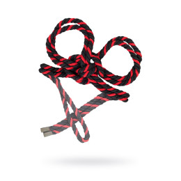 Наручники-оковы Pecado BDSM, "Узел-альфа", из хлопковой веревки, черно-красные, 3,3 м