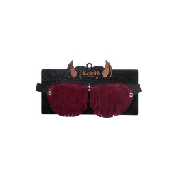Маска Pecado BDSM, с бахромой, натуральный велюр, бордовая
