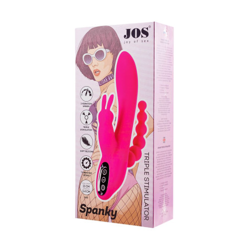 Тройной вибростимулятор JOS SPANKY, силикон, розовый, 21 см
