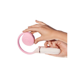 Вибратор с вакуумным стимулятором OTOUCH Lollipop Dual Stimulation, силикон, бело-розовый, 20 см