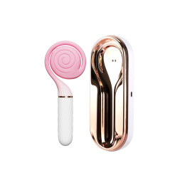 Вибратор с вакуумным стимулятором OTOUCH Lollipop Dual Stimulation, силикон, бело-розовый, 20 см