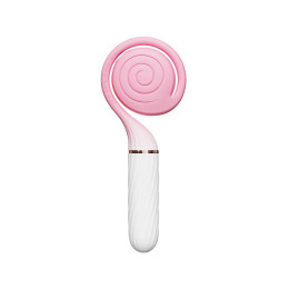 Вибратор с вакуумным стимулятором OTOUCH Lollipop Dual Stimulation, силикон, бело-розовый, 20 см