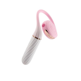 Вибратор с вакуумным стимулятором OTOUCH Lollipop Dual Stimulation, силикон, бело-розовый, 20 см