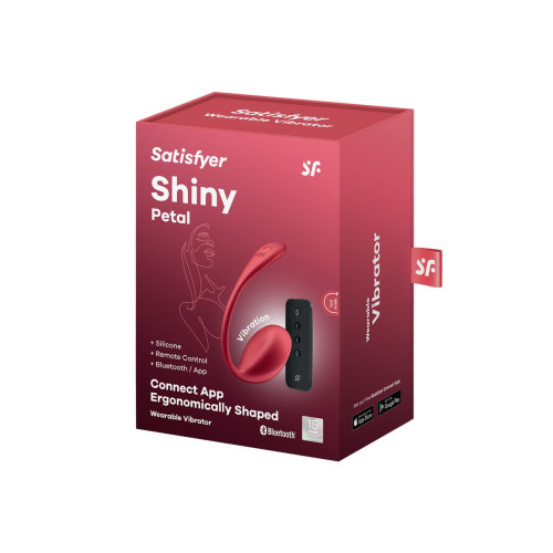 Виброяйцо Satisfyer Shiny Petal Connect App с пультом ДУ, красный, 7,5 см