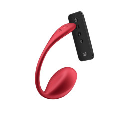 Виброяйцо Satisfyer Shiny Petal Connect App с пультом ДУ, красный, 7,5 см