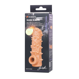 Насадка реалистичная KOKOS NUDE SLEEVE с дополнительной стимуляцией, TPE, телесная, 12 см