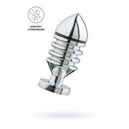 Анальная пробка Mystim Hector Helix L, электростимуляция, хирургическая сталь, серебряная, 11,5 см,