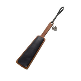 Паддл Pecado BDSM, прямоугольный с мягкой подушечкой, натуральная кожа и дерево, черный