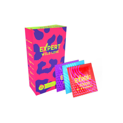 Презервативы EXPERT Wild Love , ребристые с точками, 15 шт