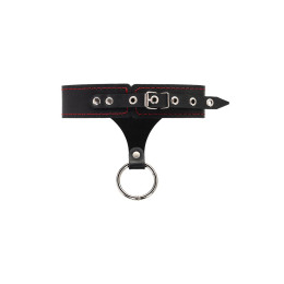 Ошейник Pecado BDSM, с контрастной строчкой, натуральная кожа, черный