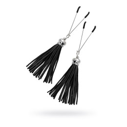 Зажимы на соски Pecado BDSM, «Вилки», с кисточками из замши, металл, черные