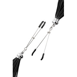 Зажимы на соски Pecado BDSM, «Вилки», с кисточками из замши, металл, черные