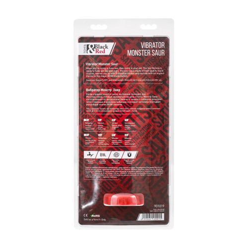 Вибратор Black&Red by Toyfa Monster Saur, силикон, красно-черный, 21,7 см