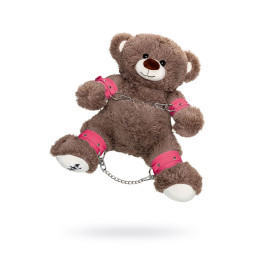 Бондажный набор Pecado BDSM, «Медведь бурый», оковы, наручники, натуральная кожа, розовый