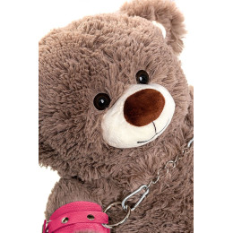 Бондажный набор Pecado BDSM, «Медведь бурый», оковы, наручники, натуральная кожа, розовый