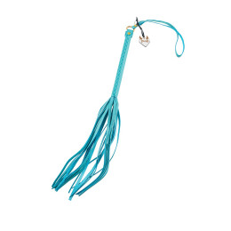 Плеть Pecado BDSM, голубая рукоять, голубые хлысты, натуральная кожа