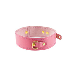Ошейник Pecado BDSM, однослойный с прошивкой,  натуральная кожа, розовый