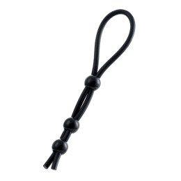 Лассо на пенис A-Toys by TOYFA Leatt с тремя бусинами, силикон, черный, 19,5 см