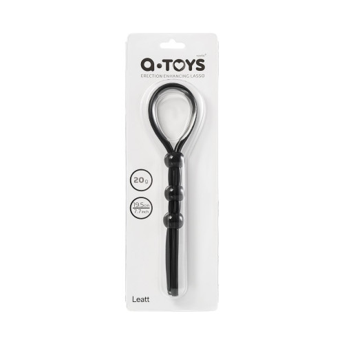 Лассо на пенис A-Toys by TOYFA Leatt с тремя бусинами, силикон, черный, 19,5 см