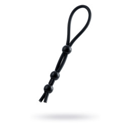 Лассо на пенис A-Toys by TOYFA Leatt с тремя бусинами, силикон, черный, 19,5 см
