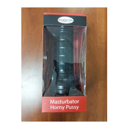 **АУТЛЕТ** Нереалистичный мастурбатор в колбе MALESATION Horny Pussy, TPE, черный, 25 см
