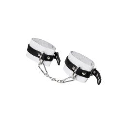 Оковы Pecado BDSM, мягкие, с одним ремешком, с люверсами, натуральная кожа, бело-чёрные