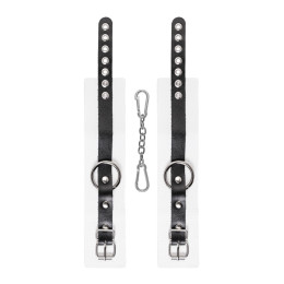 Оковы Pecado BDSM, мягкие, с одним ремешком, с люверсами, натуральная кожа, бело-чёрные