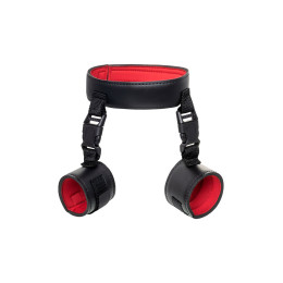 Ошейник с наручниками TOYFA Theatre, PVC, черный, 44 см