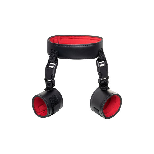 Ошейник с наручниками TOYFA Theatre, PVC, черный, 44 см