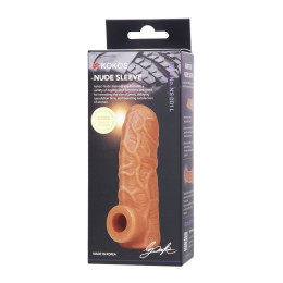 Насадка реалистичная KOKOS NUDE SLEEVE с дополнительной стимуляцией, TPE, телесная, 14 см