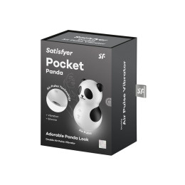 Вакуумно-волновой стимулятор Satisfyer Pocket Panda, силикон, чёрно-белый