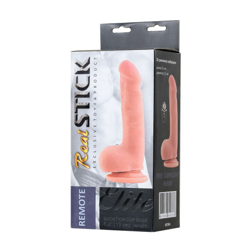 Реалистичный вибратор с пультом ДУ RealStick Elite Vibro, TPR, телесный, 10 режимов вибрации, 18,5см