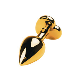 Анальная втулка Metal by TOYFA, металл, золотая, с фиолетовым кристаллом, 8 см, Ø 3 см, 165 г