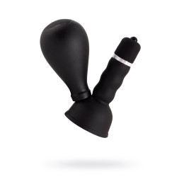 Вибромассажер для сосков Black&Red by TOYFA с грушей, ABS пластик, чёрный, 8,2 см