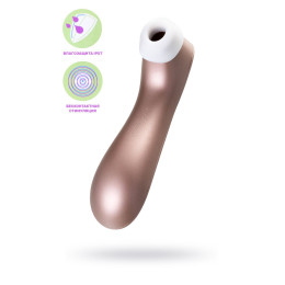 Вакуум-волновой стимулятор клитора Satisfyer Pro 2+, силикон, розовое золото, 15 см