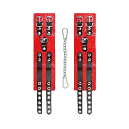 Оковы Pecado BDSM, мягкие, с двумя ремешками с люверсами, натуральная кожа, красно-чёрные