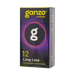 Презервативы Ganzo, Long Love,с анастетиком, латекс,18 см, 5,2 см, 12 шт.