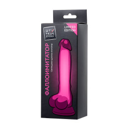 Фаллоимитатор Штучки-Дрючки светящийся в темноте, силикон, розовый, 20 см