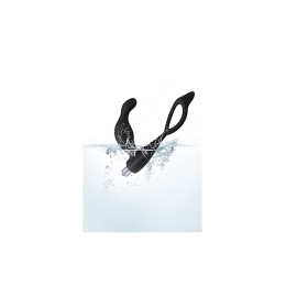 Стимулятор простаты Levett Gaius с дополнительным кольцом на мошонку, силикон, черный, 11,5 см