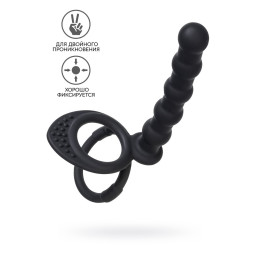 Насадка на пенис для двойного проникновения Black&Red by TOYFA, силикон, черный, 19,5 см