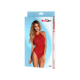 Боди Candy Girl Paris, кружево, сетка, красный, XL