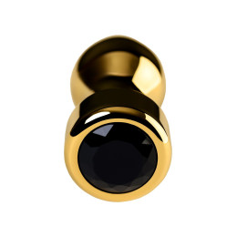 Анальная втулка Metal by TOYFA, металл, золотая, с чёрным кристаллом, 9,5 см, Ø 3,5 см, 130 г