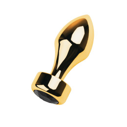 Анальная втулка Metal by TOYFA, металл, золотая, с чёрным кристаллом, 9,5 см, Ø 3,5 см, 130 г