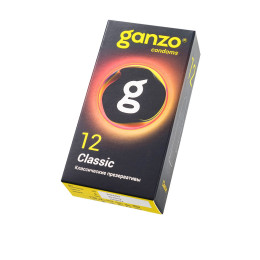 Презервативы Ganzo, classic, классические, латекс, двойная смазка, 18,5 см, 5,2 см, 12 шт.